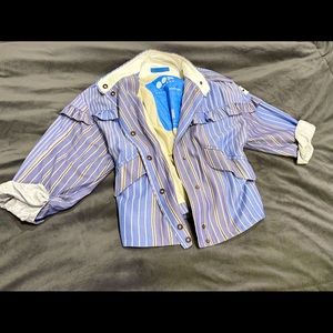 Oofwear light-blue multi-stripped lightweight jacket